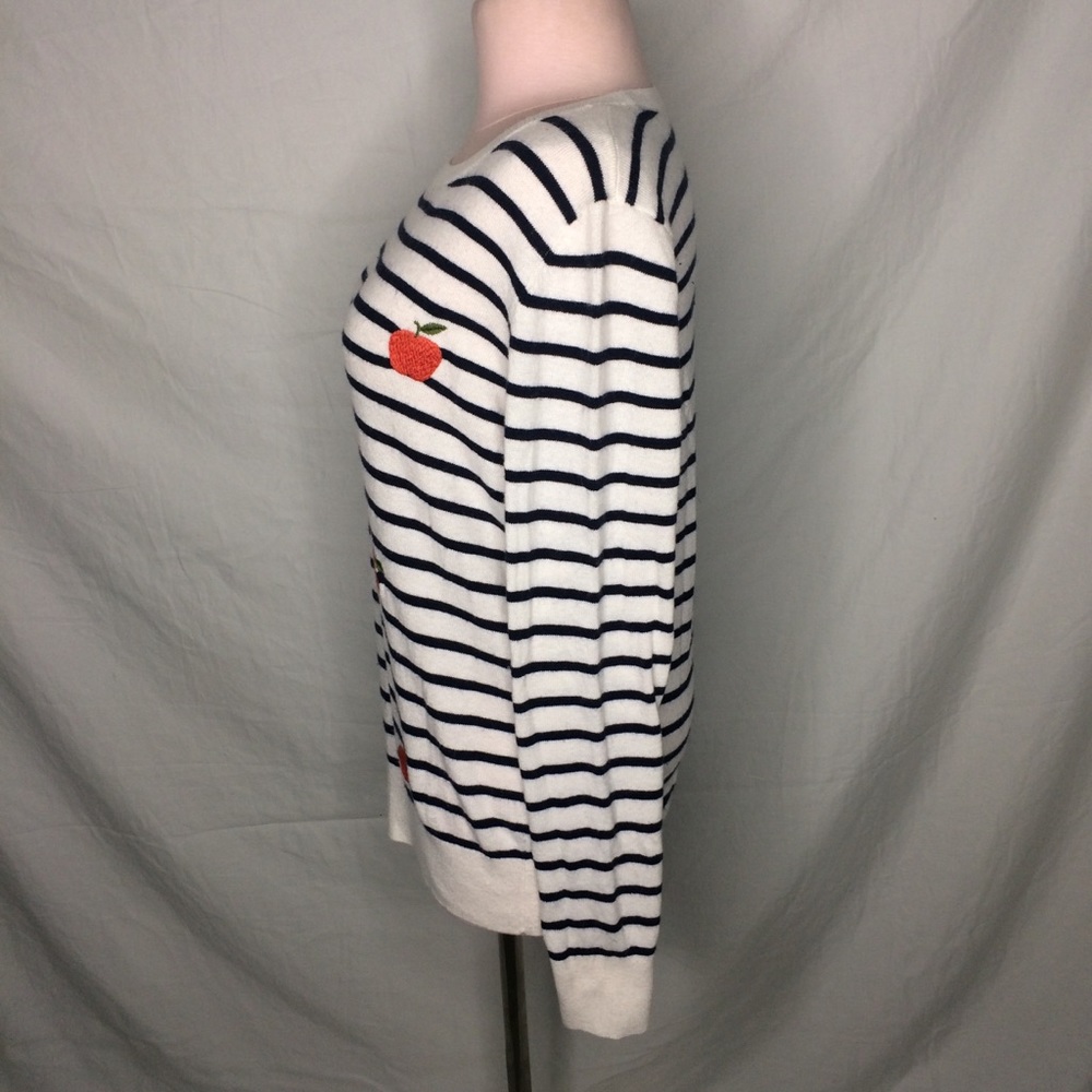 LOFT striped apple embroidered sweater Wool blend - Picture 5 of 12